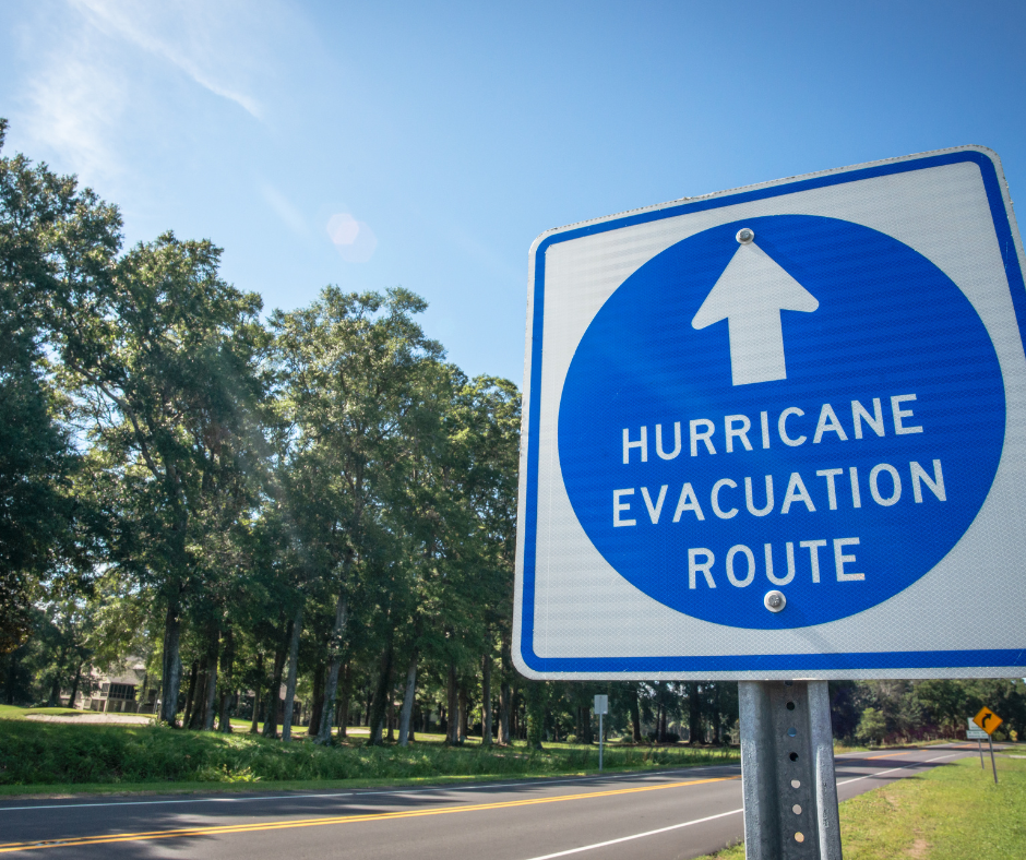 hurricane evacuation route sign