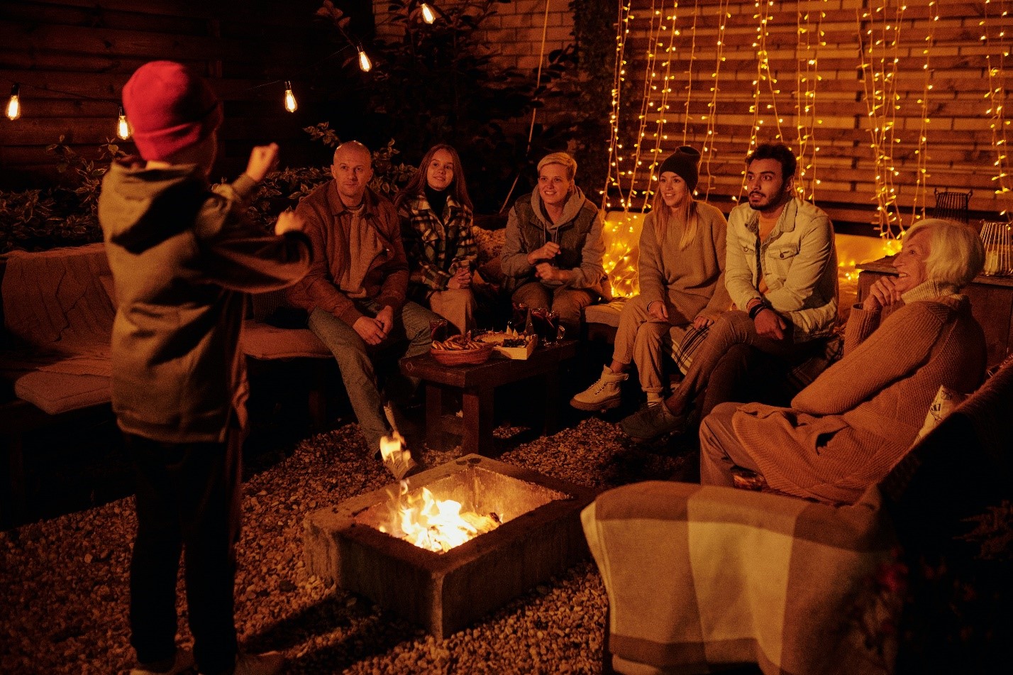 family playing games at holiday party